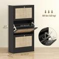 thumbnail image 3 of HOMCOM Rattan Shoe Storage Cabinet Organizer with 3 Flip Drawers, 3 of 10