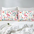 thumbnail image 4 of YST Flamingo Sheets Pink Animal Full Sheet Set For Girls Kids Cute Flower Animal Sheet Set, Wild Animal Bedding Set Botanical Flower Pattern 3D Top Fitted Sheet With 2 Pillow Cases, 4 of 5