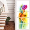 thumbnail image 1 of Fleurs de Gerbera Jaune Orange Violet - Grande Impression sur Toile Florale, 1 of 4