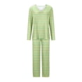 thumbnail image 4 of Timegard Pajamas Sets for Women 2 Piece Stripted Long Sleeve V Neck Ruched Top and Pants Fall Pjs Outfits, 4 of 5