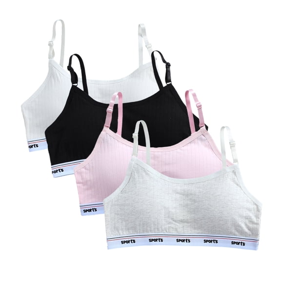 Brassières Sport Courtes Cami Adolescentes Coton Respirant Brassières d'Entraînement Bretelles Élastiques Brassière de Course Uni 10-15 Étudiante Ado