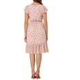 thumbnail image 3 of INSPIRE CHIC Robe pour Femme Florale à Encolure Carrée Manches Volantées Style Casquette Midi à Volants Robe d'Invitée de Mariage L Rose Blanc, 3 of 6