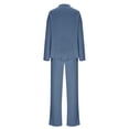 thumbnail image 4 of VINUSLI 2 Piece Lounge Set Women Plus Size Dressy Slouchy Sets Button Up Sweatshirt Matching Sweatpants Sweatsuits Outfits with Pockets Navy,L, 4 of 9
