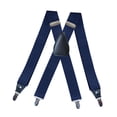 thumbnail image 4 of lionlar Bretelles pour Hommes Sangles Élastiques Unies Robustes 4 Pinces Ajustables Unisexe Bleu Foncé, 4 of 7