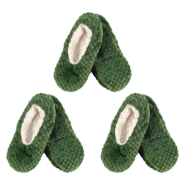CHOK Adult Super Soft Warm Cozy Fuzzy Soft Touch Slippers Non-Slip Lined Socks Assortment B Medium 3 Pairs