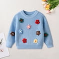 thumbnail image 2 of Splozh Baby Girl Fall Clothes Cute Handmade Flower Knitted Sweaters for Small and Medium Sized Children Blue,3-4 Years, 2 of 6
