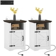 thumbnail image 1 of HOMCOM Ensemble de 2 Tables d'Appoint, Ensemble de Tables de Nuit avec Prises de Recharge, Blanc, 1 of 10