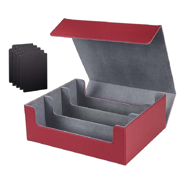 Esquirla Card Deck Box Holds 1800 Cards Game Card Storage Organizer Sports Cards Case Red and Gray