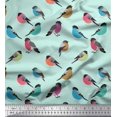 thumbnail image 3 of Soimoi Green Cotton Poplin Fabric Rufous Flycatcher Bird Print Sewing Fabric Yard 58 Inch Wide, 3 of 3