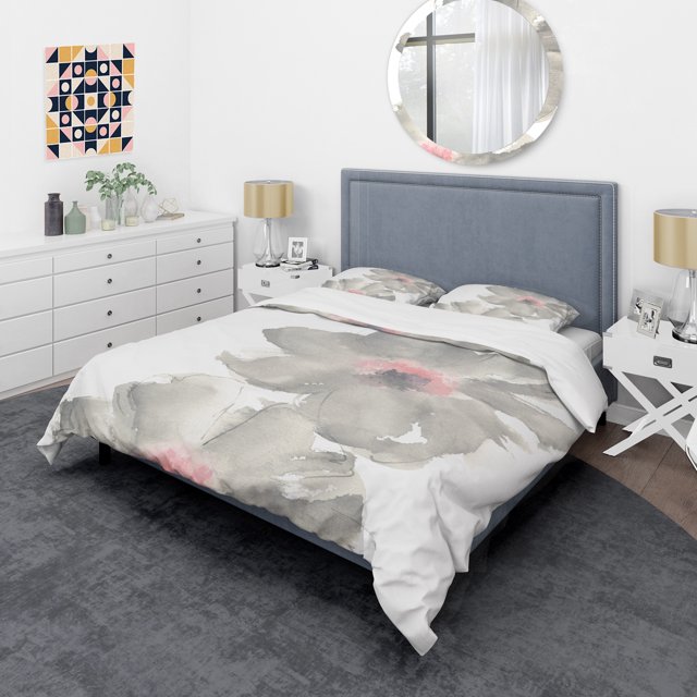 Designart « Shabby Gray Blush Cosmo I » Ensemble de Literie Shabby - Housse de Couette et Taies