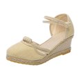 thumbnail image 4 of Kcodviy Women Buckle Sandals Platform Big Buckle Sandals Women Wedge Sandals Versatile Braided Sandals for Women Dressy Summer Buckle Breathable Wedge Sandals, 4 of 8