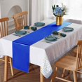 thumbnail image 3 of 1 Pack Plastic Table Cloth Cover + 1 Pack Satin Table Runner for Parties  Disposable Tablecloth for Rectangle Tables  Birthday Wedding Graduation Mather Valentine‘s Day Christmas Party Su, 3 of 8