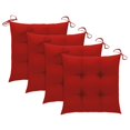 thumbnail image 3 of vidaXL Garden Chairs with Red Cushions 4 pcs Solid Teak Wood, 3 of 12