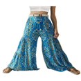 thumbnail image 1 of Femmes Boho Beach Pants Taille Haute Décontracté Évasé Jambe Large Droite Impression Beach Pants, 1 of 5