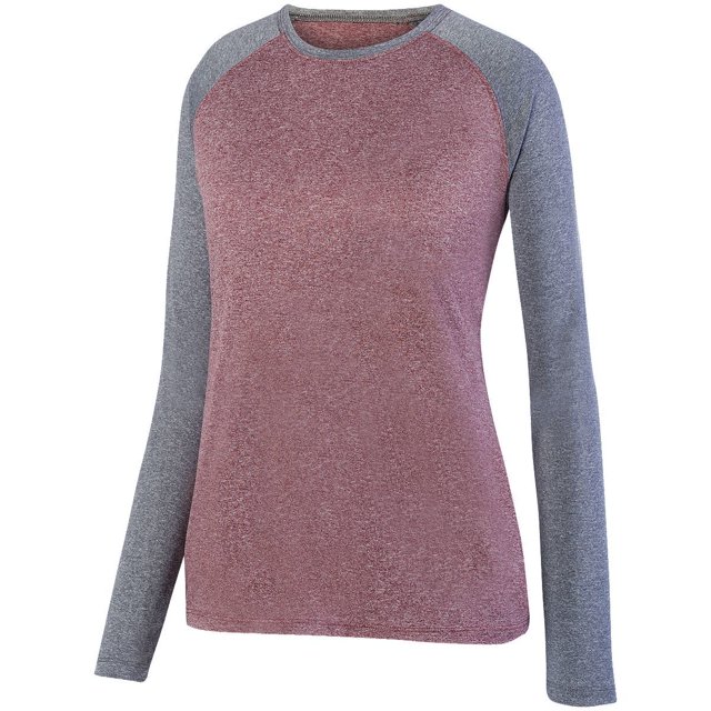 Tee-Shirt Raglan Manches Longues Deux Couleurs pour Femmes 2TG Bordeaux Chiné/graphite Chiné