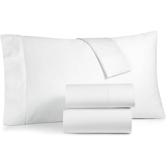 Charter Club Damas Uni 4 Pcs 550 Fils Supima Coton Ensemble de Draps Très Grand Blanc, Blanc