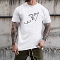 thumbnail image 2 of BOBOGOJP T-Shirts d'Entraînement pour Hommes à Rayures, Manches Courtes, Col Ras du Cou (Blanc,G), 2 of 5