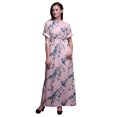 thumbnail image 1 of Bimba Robe Longue Maxi en Rayonne à Imprimé Pêche Floral et Merle d'Amérique pour Femmes avec Fente Latérale - Moyen, 1 of 6
