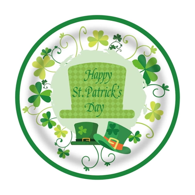 Green St Patricks Day Themed Decorative Plates Shamrocks Disposable Paper Plates Set Of 16 For Holiday Party Decorations Green Free Size