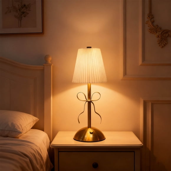 USB Bow Style Table Lamp, Metal Rechargeable Ambient Light, Dimmable Adjustable Brightness, Modern Decor, for Bedroom Living Room, Energy Efficient LED, Elegant Home Lighting Hzhnb | Metal, Beige