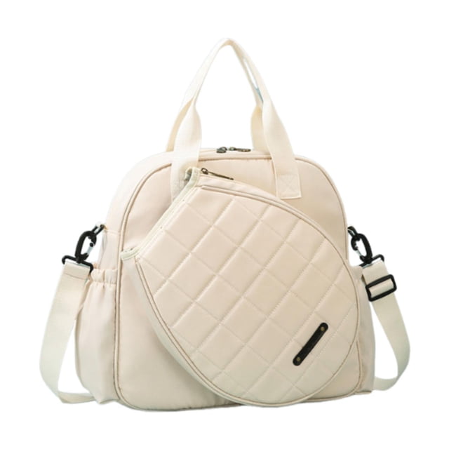 Siruishop Tennis Racket Holder Bag with Removable Adjustable Shoulder Strap Tennis Bag Beige