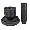 thumbnail image 2 of CaiYueKe Wheat Straw Dinnerware Set of 16 Shatterproof Plates Bowls Cups Microwave Dishwasher Safe Reusable Eco Friendly Plastic Tableware for Kitchen Home Use, 2 of 7