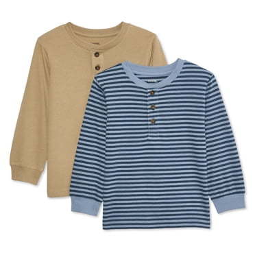 Lot de 2 t-shirts à col henley et manches longues George pour petits garçons