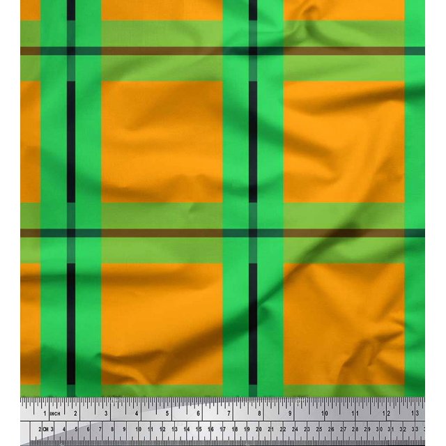 Soimoi Cotton Poplin Fabric Check Check Print Fabric by the Yard 42 Inch Wide
