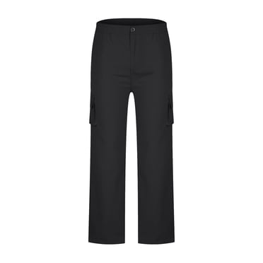 jovati Elastic Waist Pants for Women Womens Cargo Pants Trousers Work Wear Solid Combat with 6 Pocket Full Pants Womens Cargo Pants with Pockets High Waist Pants for Women