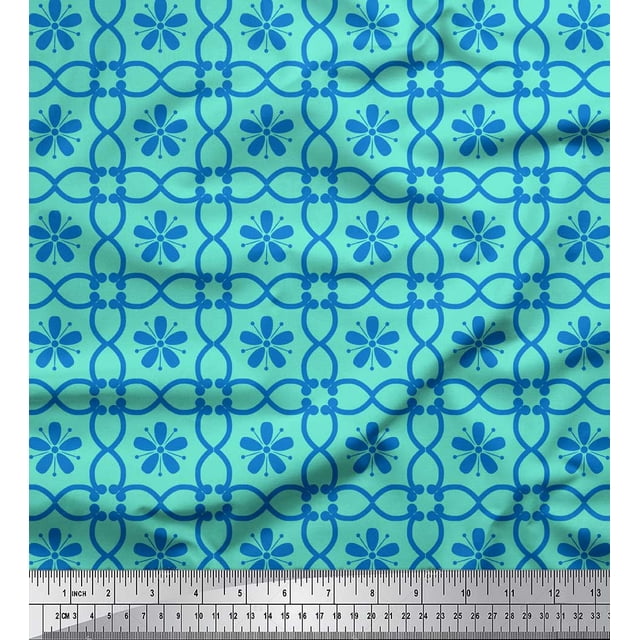 Soimoi Green Moss Georgette Fabric Talavera Poblana Ethnic Decor Fabric Printed Yard 42 Inch Wide