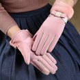 thumbnail image 4 of Woman Warm Snow Gloves Thick Soft Faux Rabbit Plush Edge Anti-slip for Cold Weather Outdoor Skiing and Cycling, 4 of 5