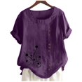 thumbnail image 4 of Birdeem Womens Summer Casual Round Neck Short Sleeve Printing Loose Shirt Tops, 4 of 5