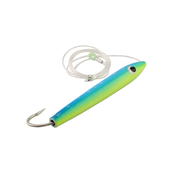 Rigged Cedar Tuna Lure Cast Wood Trolling Pencil Bait Drag Stickbaits blue