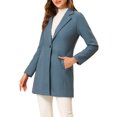 thumbnail image 4 of INSPIRE CHIC Manteau Long Classique pour Femme à Revers Cranté, Manches Longues, TP Gris Bleu, 4 of 7