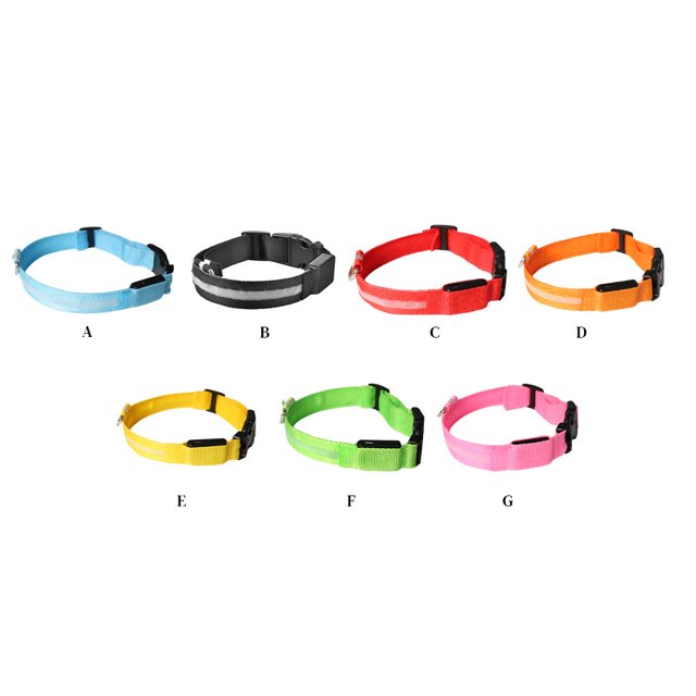 USB Rechargeable Luminous Pet Collar Neck Glowing Collar Webbing Glowing LED LED Light Flashing Collar with Webbing, Red, S