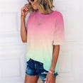 thumbnail image 4 of Timegard Hauts Grande Taille pour Femmes Couleur Dégradée Manches Courtes Col Rond T-Shirts Tunique Décontractée Tendance Blouses, 4 of 7