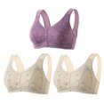 thumbnail image 1 of AherBiu 3pc Plus Size Bras for Women Front Closure Full Coverage Comfort Bralettes Push up Wireless Lingerie, 1 of 5