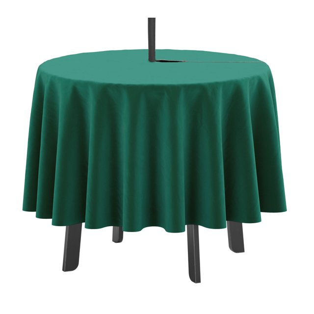 Vargottam Indoor/Outdoor Round Tablecloth 58 Inch Round Tablecloth with Umbrella , Waterproof Zippered Patio Table Cloths, Spring/Summer Table Covers for Circular Table/BBQs/Picnic-Teal Green