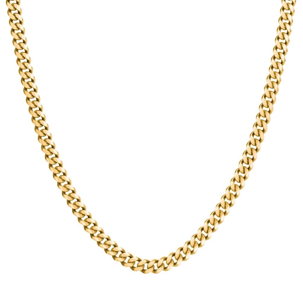 Collier Chaîne Cubaine pour Homme de 22 Pouces en Acier Inoxydable Jaune - 8 mm