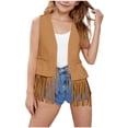 thumbnail image 1 of Veste Sans Manches en Similicuir pour Enfants, Veste Courte Style Western Sans Manches avec Col Rabattu, Mélange Doux Coton-Spandex, Brun, Taille 120 cm, 1 of 7
