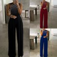 thumbnail image 4 of UPPADA Sparkle Sequin Jumpsuit For Womens Sleeveless Wide Leg Pants Rompers High Waist Overalls Summer Flowy Chiffon Jumpsuit, 4 of 5