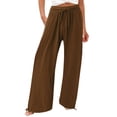 thumbnail image 1 of Timegard Womens Pants Plus Size Elastic High Waisted Drawstring Wide Leg Lightweight Casual Loose Trousers, 1 of 5