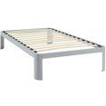 thumbnail image 1 of Modway Corinne Base de Matelas Moderne en Acier, Cadre de Lit Simple avec Lattes de Bois, Gris, 1 of 2