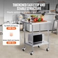 thumbnail image 3 of KFFKFF Table Utilitaire en Acier Inoxydable 24 x 30 x 40 Pouces, Station de Préparation de Cuisine Industrielle avec Roulettes, Support de Préparation Robuste, Table de Travail Métallique à Hauteur Personnalisable pour Salle à Manger, Résidence et Auberge, 3 of 9