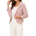 thumbnail image 4 of INSPIRE CHIC Women's Blazer Open Front Wear-to-Work Summer Crop Suit Jacket M Pink-Solid, 4 of 6
