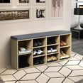 thumbnail image 2 of Gymax Entryway Padded Shoe Storage Bench 10-Cube Organizer Bench Adjustable Nature, 2 of 10