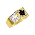 thumbnail image 3 of RYLOS Men's Rings Yellow Gold Plated Silver Designer Starburst 7MM Round Gemstone &   Diamond Ring Onyx October  Size 9, 3 of 7