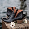 thumbnail image 1 of Women's Leather Solid Color Sleeve Short Mid Heel Pointed Retro Boots, 1 of 4