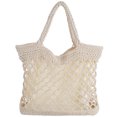thumbnail image 1 of Miangastore Portable Beach Bag Cotton Thread Hand Crocheted Bag Handmade Shoulder Bag Large Capacity Messenger Bag 1 Set Beige, 1 of 9