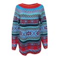 thumbnail image 3 of TJAZFJPA Pull Court pour Femmes Col Rond Color Block Pull Tricoté Ample Tendance Confortable Pulls pour Femmes Automne Col en V Vert et Rouge Rayé, 3 of 3